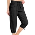 thumbnail image 3 of Capris for Women Quick Dry Elastic Waist Straight Leg with 6 Pockets Lightweight Casual Summer Hiking Pants, XL, 3 of 7