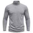 thumbnail image 6 of Men's High Neck Base T Shirt Solid Color Long Sleeved Slim Fit Lightweight Pullover Shirt Casual Home Daily Layering Tops Loungewear, 6 of 8