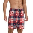 thumbnail image 2 of Fotbe Heart Plaid Pajama Shorts for Men, Men's Pajama Bottoms, Sleepwear,Short Pajama Pants-Small, 2 of 9