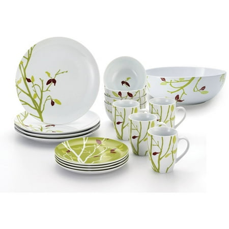 Rachael Ray 17pc Dinnerware Set and Serving Bowl, Seasons Changing