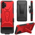thumbnail image 3 of Compatble for Samsung Galaxy A14 5G Case with Tempered Glass Screen Protector Hybrid Cover with Kickstand Phone Belt Clip Holster - Red, 3 of 5