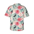 thumbnail image 4 of Xecao Roses and Butterflies print Hawaiian shirt - a stylish short-sleeve button-down for men, perfect for casual beach and tropical outings., 4 of 9