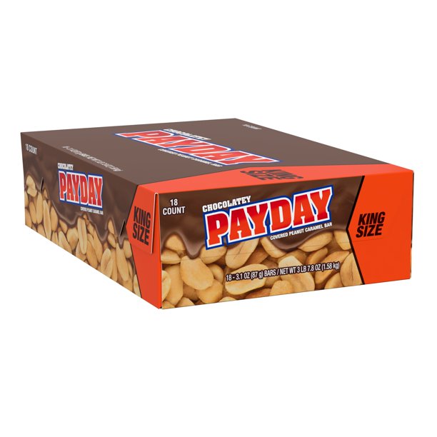 Payday, Chocolatey Covered Peanut Caramel Candy King Size Bar Box, 3.1 oz
