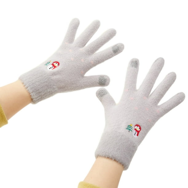 Guantes de invierno para mujer, guantes cálidos, guantes de punto para mujer, forro polar suave y grueso para clima frío, guantes de punto cálidos