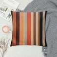 thumbnail image 2 of ONETECH  Throw Pillow Covers Print Zippered Pillowcase Orange Copper and Pale Peach Abstract with Cool Glass and Vintage Stripe Design 18x18 Square Decor for Home Bed Couch Sofa, 2 of 5