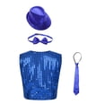 thumbnail image 2 of Haitryli Kids Girl's Boy's Jazz Disco Hip Hop Choir Dance Vest Top Waistcoat and Hat Bowtie Necktie Fancy Party Outfit Blue 10-12, 2 of 6