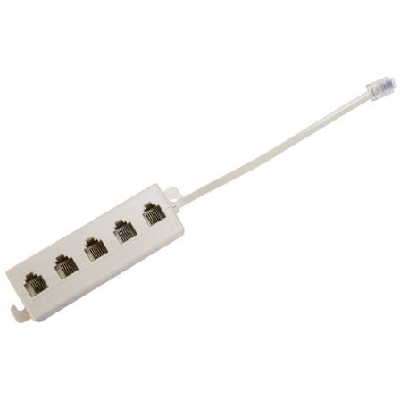 Beige RJ11 6P4C Male Plug to 5 Ports 6P2C Female Socket Phone Line Splitter Adapter xc5500