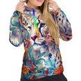 thumbnail image 5 of Yiaed Vibrant Leopard In Flowers Print Womens Casual Hoodies Crew Neck Long Sleeve Sweatshirts With Pocket Pullover Tops Women's Hooded Sweatshirt-Large, 5 of 5