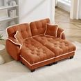 thumbnail image 3 of Harper & Bright Designs Chenille Loveseat Sofa with 2 Ottomans, Cloud Couch Chaise Lounge, 2 Seater Tufted Sectional Sofa with Deep Seat and 4 Pillows for Living Room, Orange, 3 of 12