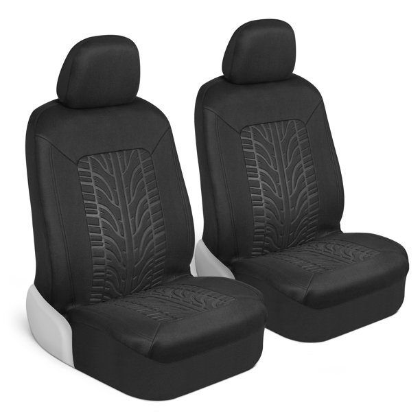 Motor Trend GrandPrix Seat Covers for Cars, 2Pack Black Tire Tread