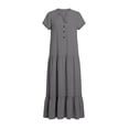 thumbnail image 4 of ClodeEU Women's V Neck Short Sleeve Tiered Midi Dress,Casual A Line Flowy Dress Gray,Women's Plus L, 4 of 6