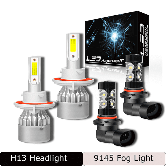 WVKVII H13 LED Headlight 9145 Fog Light Bulbs for Dodge RAM 3500 PICKUP 2006 2007 2008 2009 4pcs