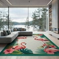 thumbnail image 2 of ODIKA 6'x9' Washable Area Rug Easy Care, Non-Shedding, Flamingo Summer Welcome With Tropical Foliage And Repeating Border for Queen Size Bedroom Under Bed Master Suite, 2 of 7