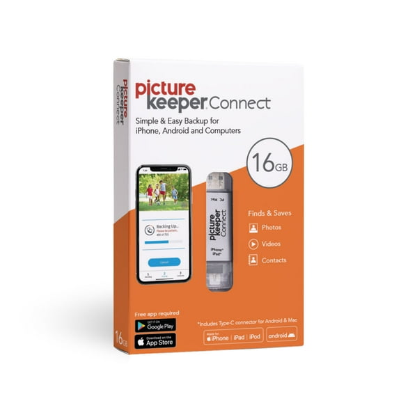 Picture Keeper Connect 16GB Portable Flash USB Backup and Storage Device Drive for Mobile Phones, Tablets and Computers