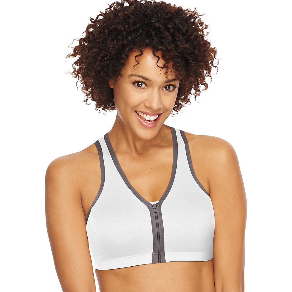 hanes zip front sports bra