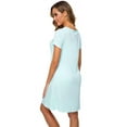 thumbnail image 2 of WiWi Soft Bamboo Nightgowns for Women Sleep Shirts Lightweight Short Sleeve Lounge Dress Plus Size Sleepwear S-2X, Aqua, X-Large, 2 of 5