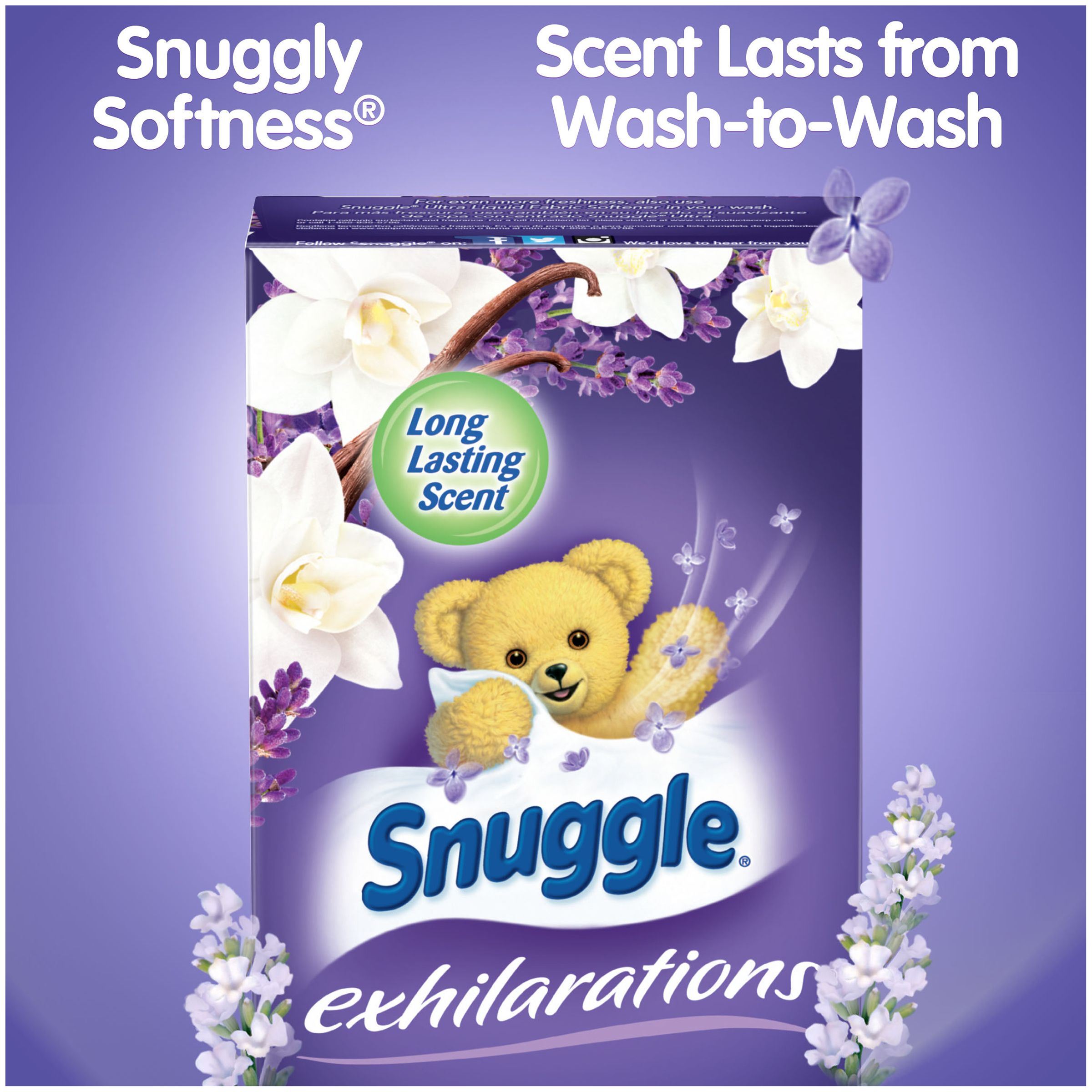 Snuggle  Fabric Softener Dryer Sheets, Lavender & Vanilla Orchid, 70 Count - image 4 of 5