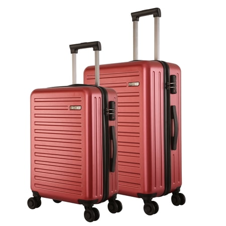2 Piece 20/24 Luggage Set without Front Laptop Pocket, Lightweight ABS+PC Hardshell Suitcase with TSA Lock & Spinner Wheels, 20 Carry On Luggage 42L + 24 Checked Luggage 65L, Wine Red