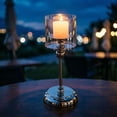thumbnail image 5 of Sliver Hurricane Candle Holders, 1 Pcs Tall Windproof Candle Holders, Metal Stand for Table Centerpiece, Outdoor Indoor Wedding Party Holiday Decor, Home Dining, Candles Not Included, 5 of 5
