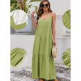 thumbnail image 2 of Spaghetti Straps Women Summer Maxi Dress Casaul Solid V-Neck Backless Cami Dresses with Pockets, 2 of 6