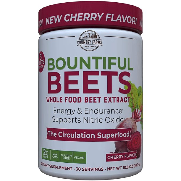Country Farms Bountiful Beet Extract Nitric Oxide, Cherry, 10.6oz, 3
