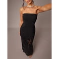 thumbnail image 4 of Black Strapless Sequined Lace Maxi Dress With Flared Hem, Elegant Formal Evening Gown For Weddings And Parties, 4 of 7