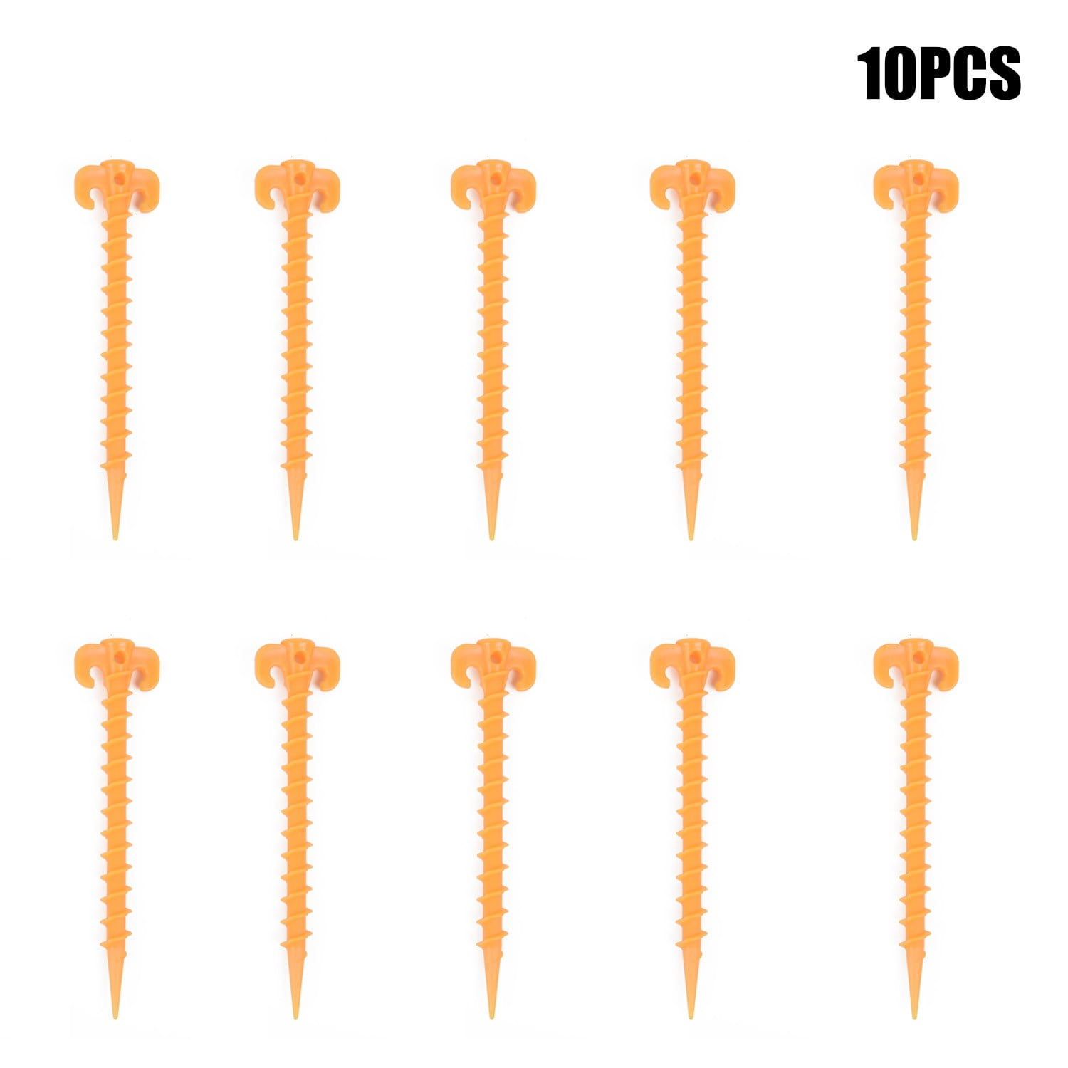10pcs Hook Plastic Stakes Support Ground Nails Tent Pegs Screw Anchor Shelter 