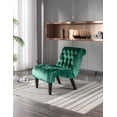 thumbnail image 3 of Living Room Accent Chair, Curved Back Leisure Chair, Single Armless Sofa Chair with Tufted Back and Solid Wood Legs, Upholstered Lounge Chair Side Chair for Bedroom Apartment Office, Green, 3 of 7