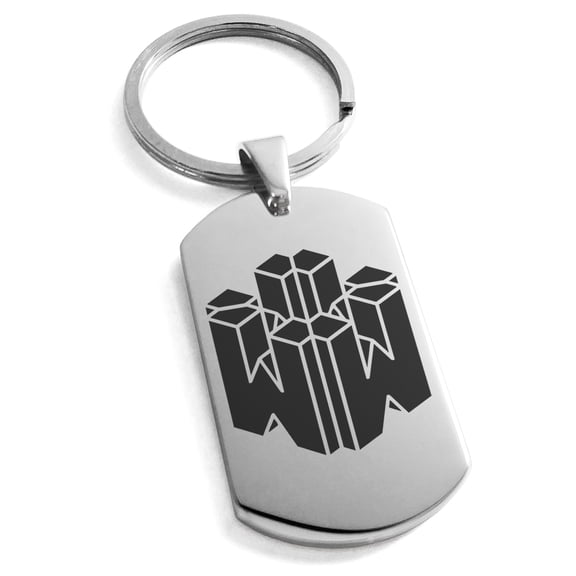 Stainless Steel Letter W Initial 3D Cube Box Monogram Engraved Engraved Dog Tag Keychain Keyring