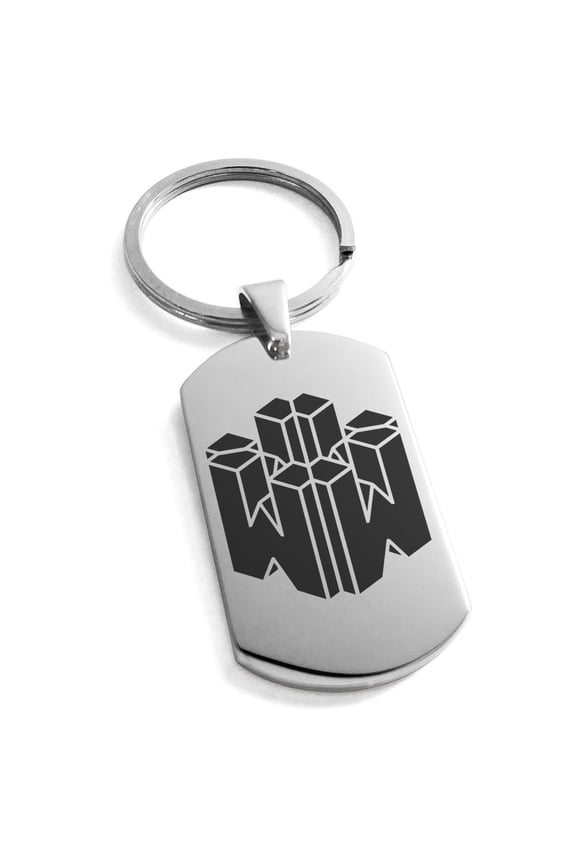 Stainless Steel Letter W Initial 3D Cube Box Monogram Engraved Engraved Dog Tag Keychain Keyring