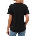 thumbnail image 3 of MOYIKO Women Summer Top V Neck Short Sleeve Pleats Basic T-shirt Black Casual Solid Color Blouse Tee XXXL, 3 of 7