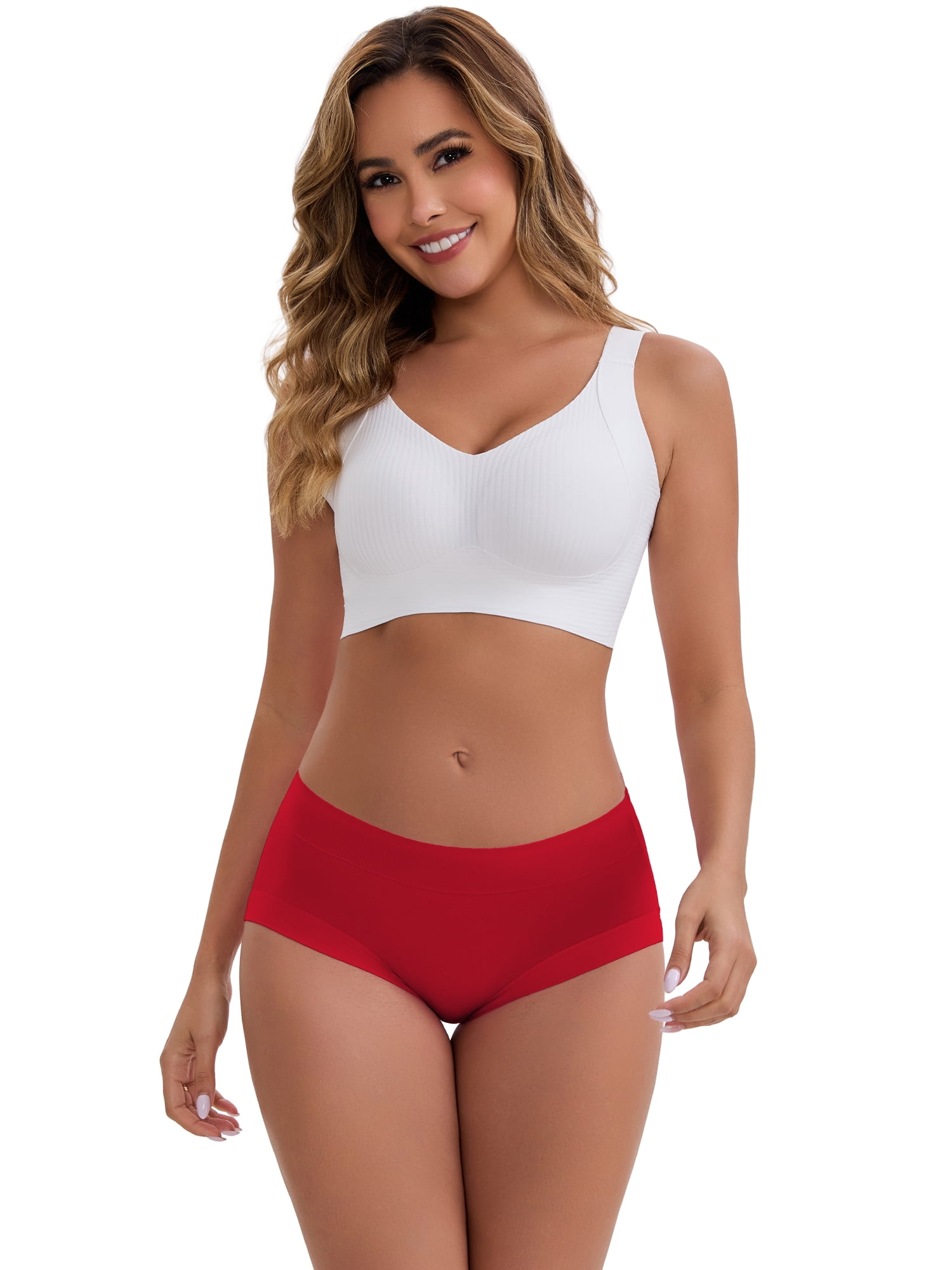 DARING DIVA Women's Plus Mid-Waisted Underwear Briefs 2 Pcs L Black, Red