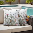 thumbnail image 4 of Spring Floral Outdoor Waterproof Pillow Covers, Watercolor Botanical Flowers Butterfly Decorative Square Throw Pillowcase Sofa Cushion Sham for Patio/Couch/Chair, 20"x20" 2 Pack, 4 of 8