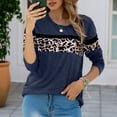thumbnail image 2 of Haut Mode Femme Confortable Col Rond Imprimé Manches Longues Mélange Coton (Bleu, m), 2 of 4