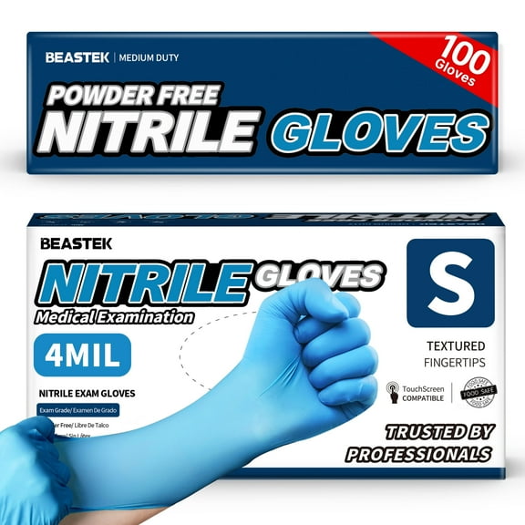 Beastek Nitrile Exam Gloves, 4 Mil 100 Pcs, Powder-Free Latex-Free Medical Cooking Food-Safe Disposable Gloves, Blue Violet