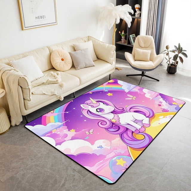 Erosebridal Cute Unicorn Area Rugs For Living Room 3x5 for Girls