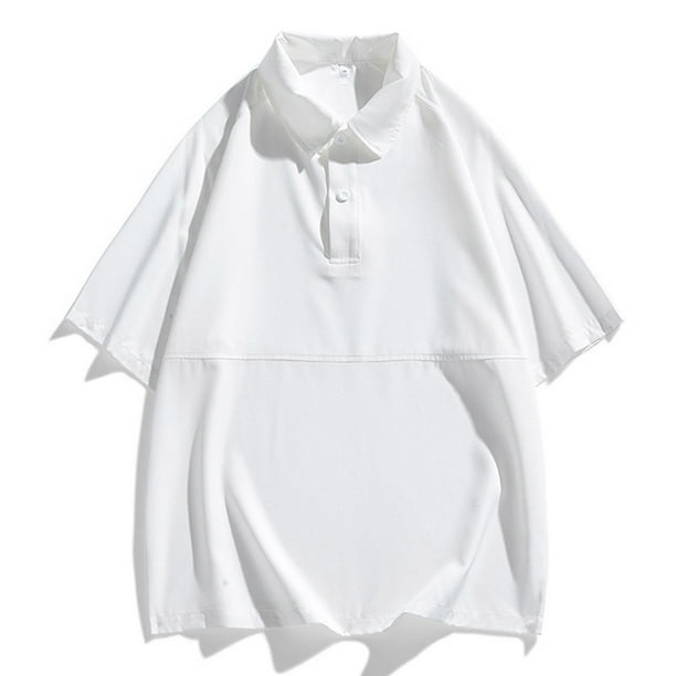 pstuiky Camisa de manga corta para hombre, Blusa informal de manga corta con botones y solapa para hombre camisas casuales para hombre m