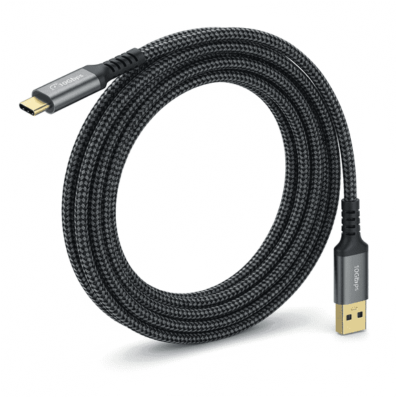 10Gbps USB C 3.1 Gen 2 Cable, [1.6FT] USB A to USB C 3A Fast Charging & Data Transfer Android Auto Cable, for iPhone 17/16/15 Pro Max, Galaxy S23 S22 Ultra Note 20, SSD (Black)