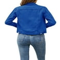 thumbnail image 2 of Aunavey Women‘s Basic Button Down Long Sleeve Stretchy Jean Trucker Denim Jacket, 2 of 8