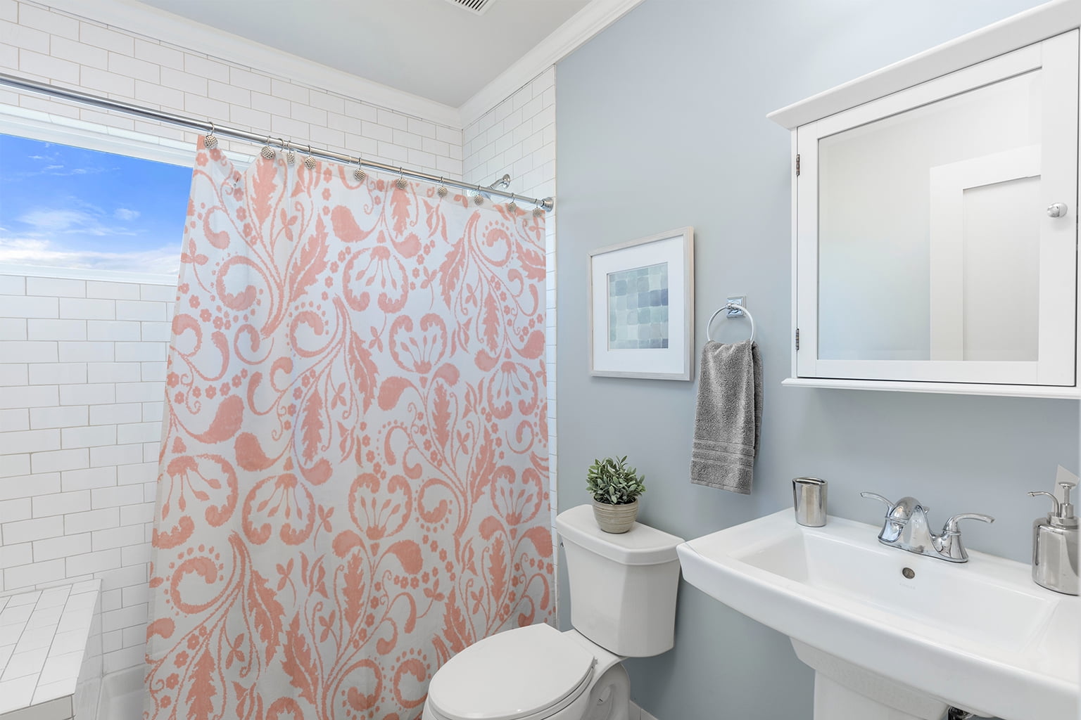 Simply Daisy 70" W x 73" L Aurora Polyester Shower Curtain, Blush [1 Ct]