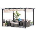 thumbnail image 3 of Sunjoy Outdoor Pergola 9 x 12 ft. Patio Black Steel Frame Pergola with Retractable Beige Canopy Shade for Backyard, Garden Activities, 3 of 11