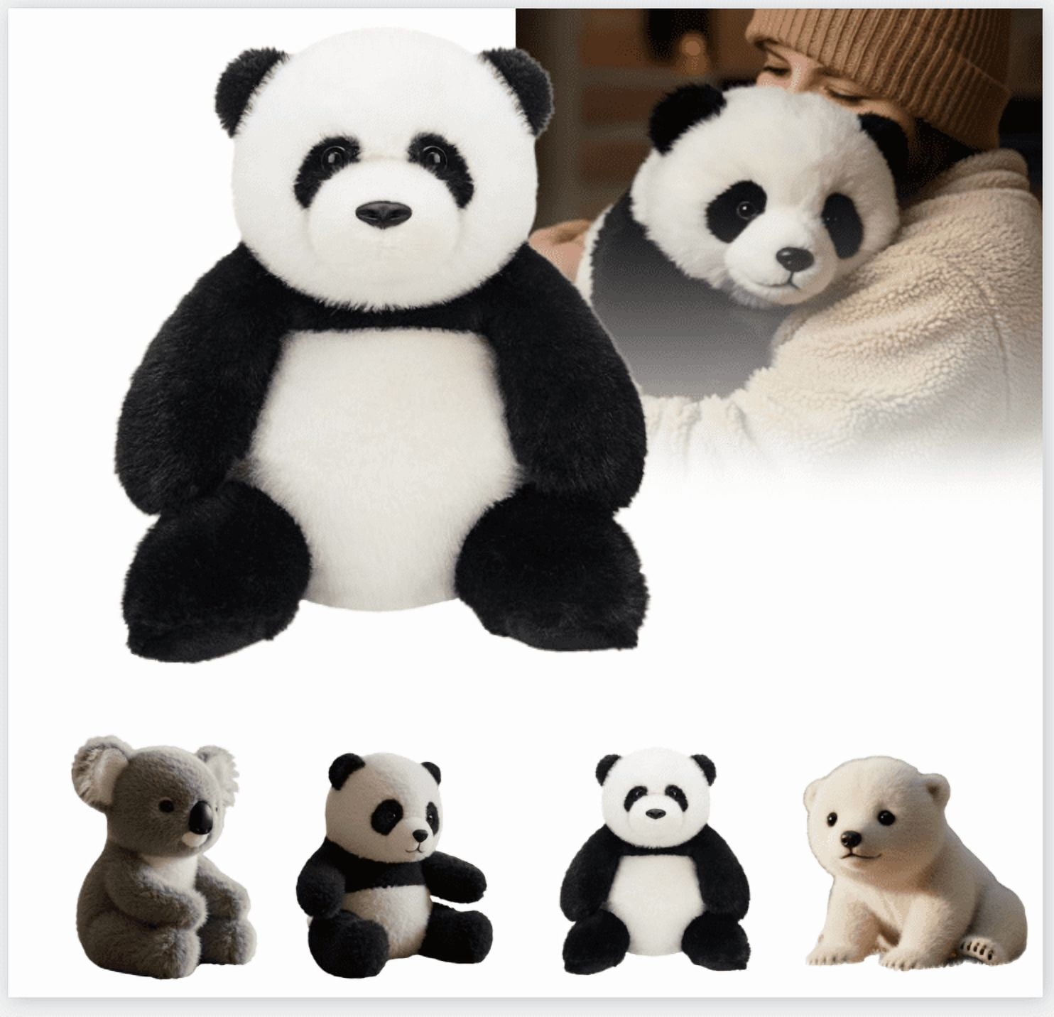 Pandy The Panda 2.0 Plush Toy - Hugmotion Engine Smart Hugging Tech, Weighted Comfort for Anxiety Relief & Sleep, Ultra-Soft Plush Material - 1Pc(Pandy, 9.84")