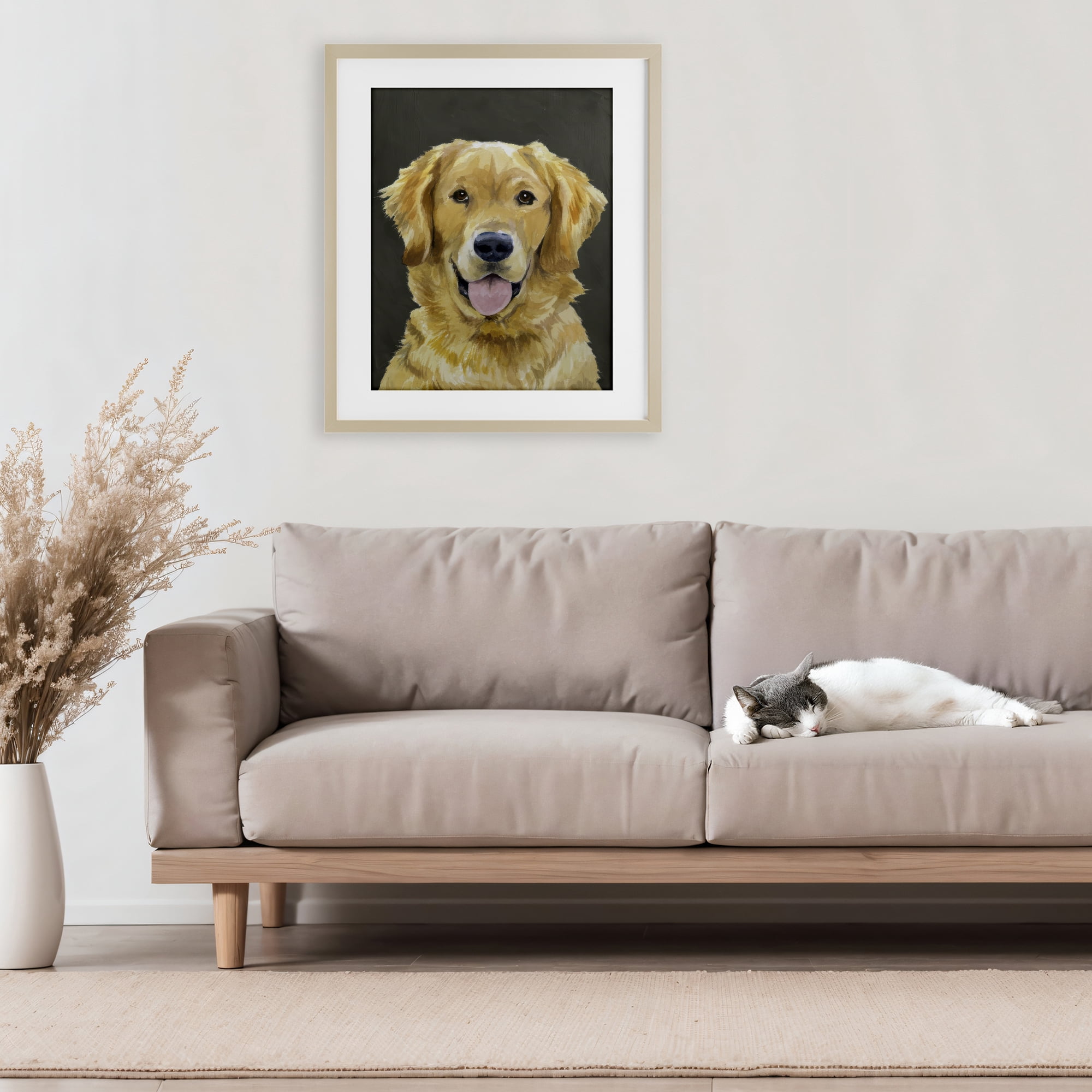 Stupell Industries Joyful Golden Retriever Portrait Birch Framed Print Under Glass, design by Lil' Rue