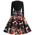 thumbnail image 4 of CEHVOM Robe Vintage Rockabilly Patchwork pour Femmes Robe de Fête de Noël avec Nœud, 4 of 8