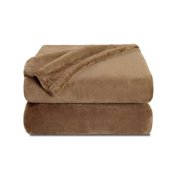 NANPIPER Throw Blanket Soft Fleece for Sofa Coffee Brown,50"X60"
