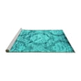 thumbnail image 2 of Ahgly Company Machine Washable Indoor Round Abstract Turquoise Blue Contemporary Area Rugs, 3' Round, 2 of 4