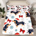 thumbnail image 2 of Homewish Cartoon Dachshund Kids Bed Sheets, Merry Christmas King Sheets, Fashion Bowknot Snowflake Sheet Set, Microfiber Bedroom Decor, 4-Piece, 2 of 7