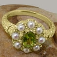 thumbnail image 6 of LBG British Made 9k Yellow Gold Peridot & Cultured Pearl ring Womens Statement Ring - 33 size options - Size 11.75, 6 of 8