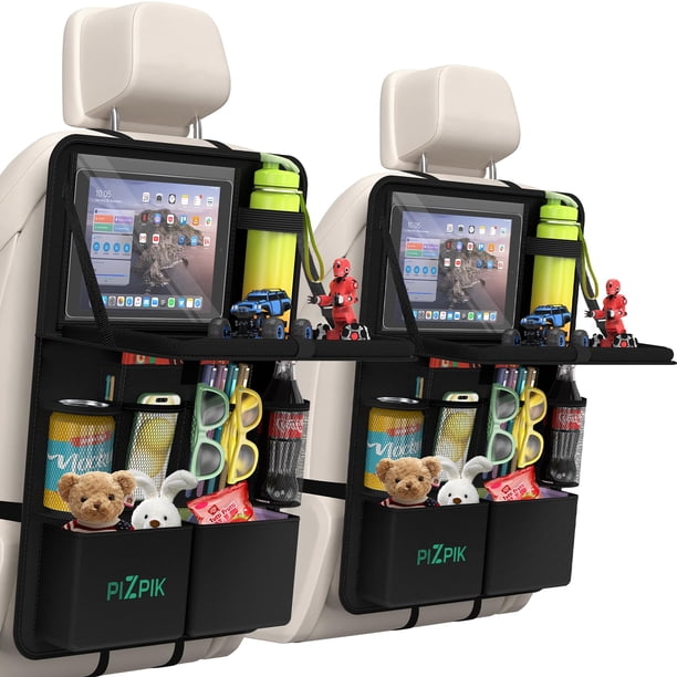 Organizador de asiento trasero de coche Plzpik con soporte para tableta, 11 bolsillos