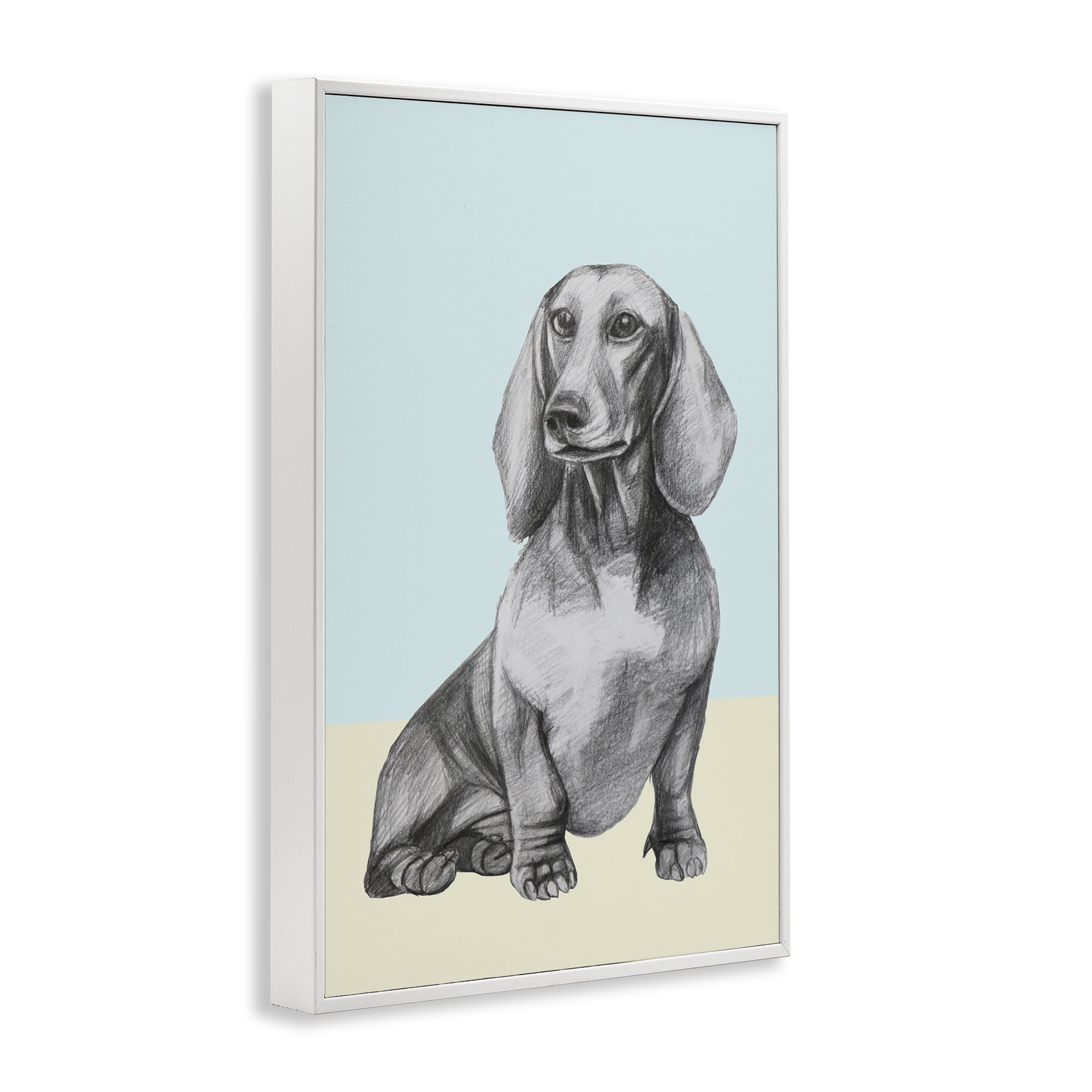 Stupell Industries Sitting Dachshund Sketch White Framed Giclee Art, design by Violeta Vollmer